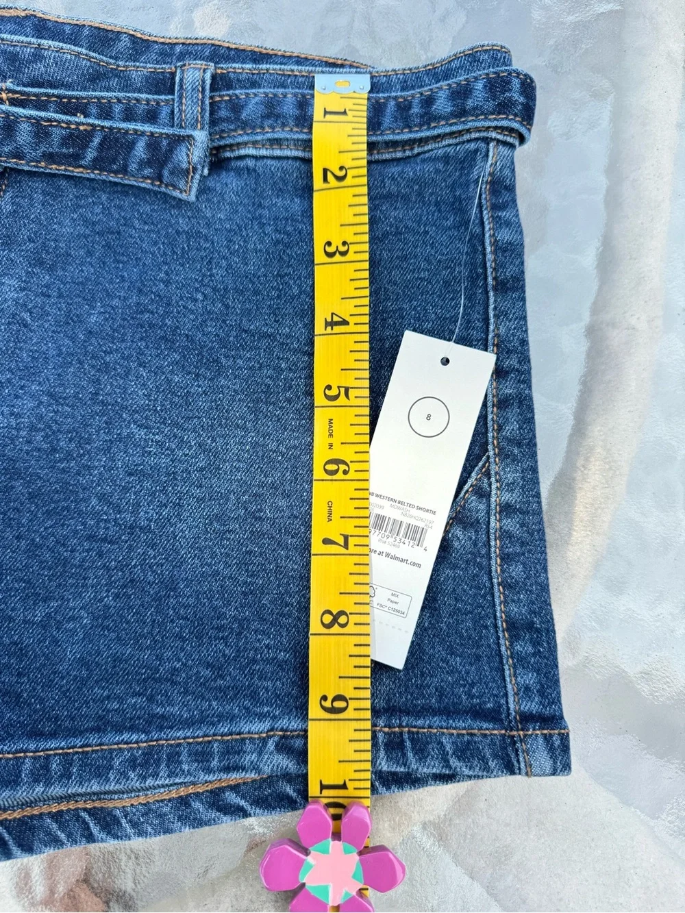 🔥 NWT No Boundaries Western Belted Denim Shortie Shorts 8